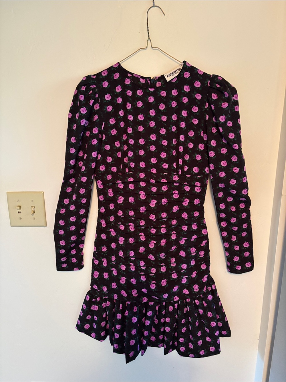 Essential Antwerp…Black Woman’s Dress with Pink Floral Print